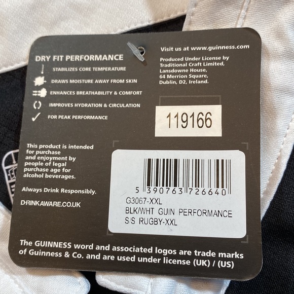 NWT Guinness Performance Rugby Short Sleeve Top sz XXL - Picture 8 of 10